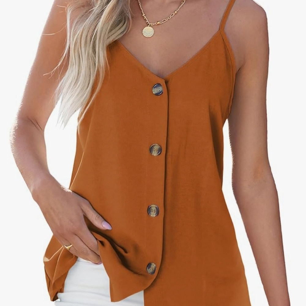 Burnt orange cami tanktop, buttonfront
